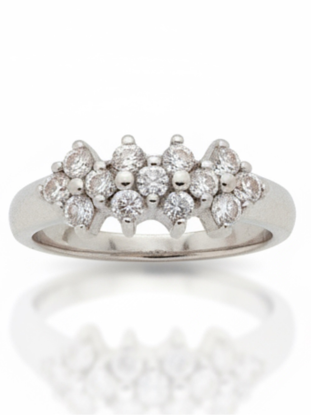 925 Sterling Silver Faux Diamond Cluster Ring Size 4.75